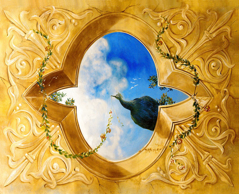 Affresco Soffitto con Pavone PT1009911